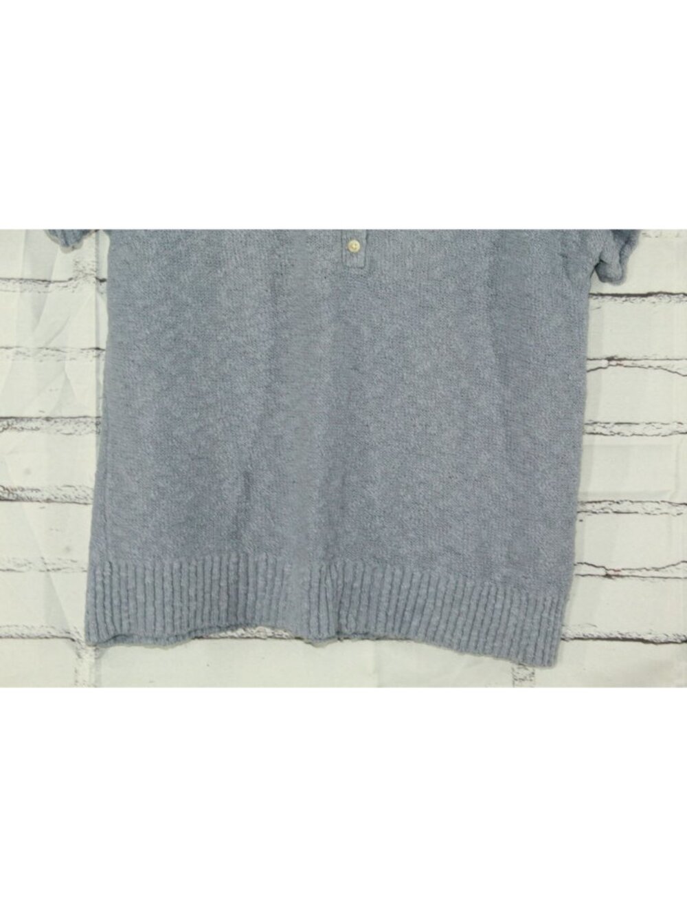 LL Bean Midweight Cotton Slub Sweater Henley Short Sleeve Soft Indigo Medium - Picture 4 of 11